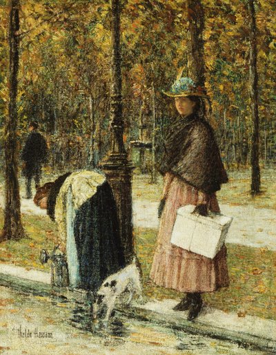 夜、シャンゼリゼ (ルーヴル美術館近く) 作： Childe Frederick Hassam