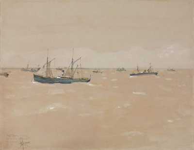 スペイン沖のフルーツスチーマー 作： Childe Frederick Hassam