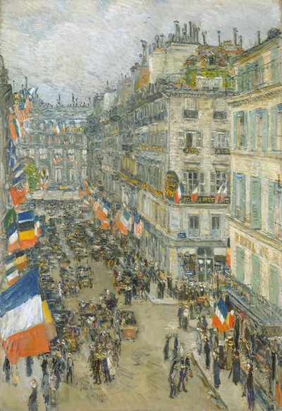 7 月 14 日、ドヌー通り 作： Childe Frederick Hassam