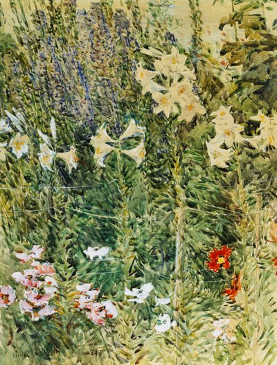 ラークスパーとユリ 作： Childe Frederick Hassam