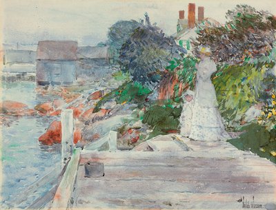 オーシャンフロント、グロスター、マサチューセッツ州、1890〜95年頃（紙に水彩） 作： Childe Frederick Hassam