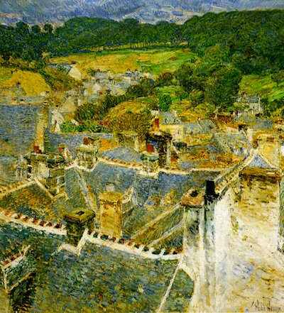 屋上、ポンタヴァン、ブルターニュ 作： Childe Frederick Hassam