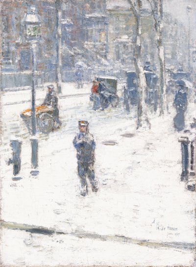 吹雪、5番街、ニューヨーク 作： Childe Frederick Hassam