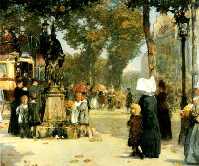ストリート シーン、パリ 作： Childe Frederick Hassam