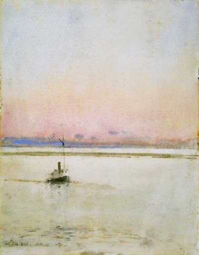 夕日（紙に水彩） 作： Childe Frederick Hassam