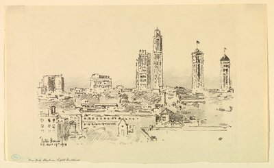 ニューヨークのスカイライン – 光の建物 作： Childe Hassam
