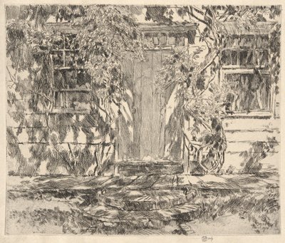 古い戸口、イーストマプトン、1920 作： Childe Hassam