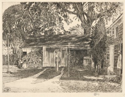 古いウッドシェッド、イーストハンプトン、1929年 作： Childe Hassam