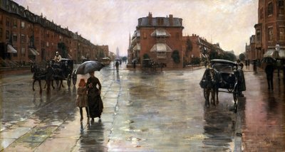 雨の日、ボストン 作： Childe Hassam