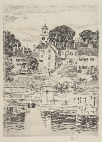 教会の塔、ポーツマス 作： Childe Hassam