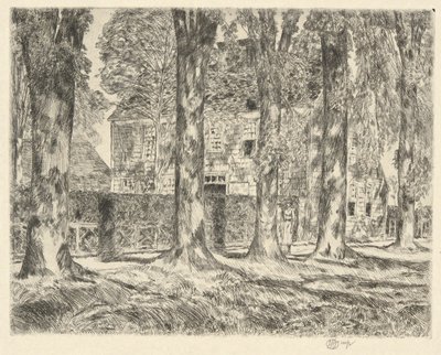 村のエルム、1923年 作： Childe Hassam