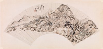 風景を描いたファン（紙にインク） 作： Chin Ping wen Chin Ping wen