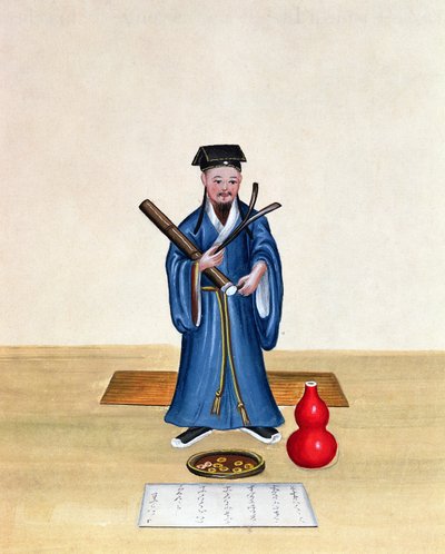 中国の道教徒、1785年頃（紙にwc） 作： Chinese School