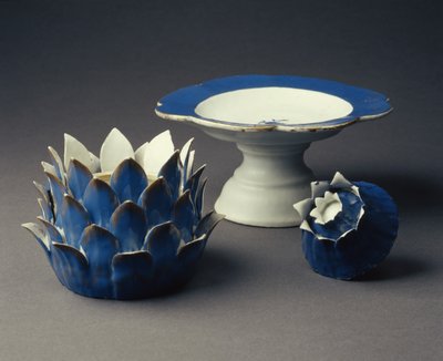 嘉定時代の野菜の形のトゥリーン、カバー、タッツァ（1796-1820）c.1800（磁器）（314544も参照） 作： Chinese School