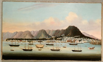 ハルクHMSプリンセスシャーロットとアメリカ、イギリス、フランスの海運、1862年頃の香港、ビクトリアの眺め 作： Chinese School