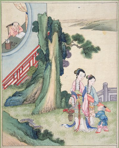 川沿いにいる筆者とその家族（絹のガッシュ） 作： Chinese School