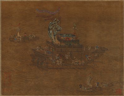 海、明または清王朝の王室のはしけ 作： Chinese School