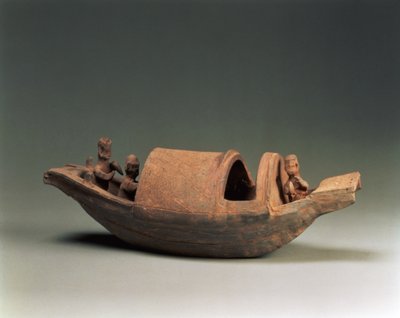 ボートと乗組員、墓の工芸品、東漢時代、西暦25-220年（陶器） 作： Chinese School