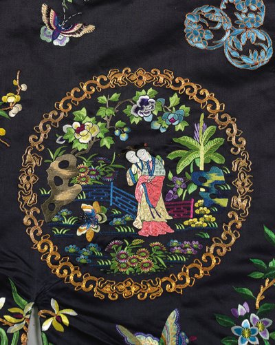 刺繡されたミントブルーのハンブルーの女性の非公式のオーバーコート、ワイタオ、19世紀の第3四半期 作： Chinese School