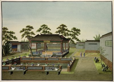ガーデンシーン、1820〜40年頃（紙にトイレ） 作： Chinese School
