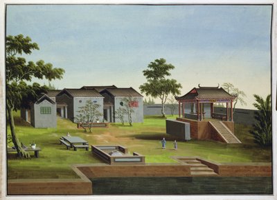 ガーデンシーン、1820〜40年頃（紙にトイレ） 作： Chinese School