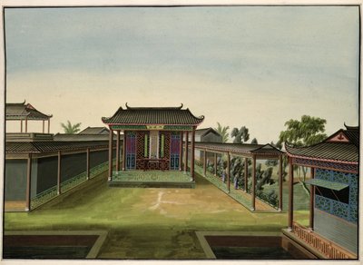 ガーデンシーン、1820〜40年頃（紙にトイレ） 作： Chinese School