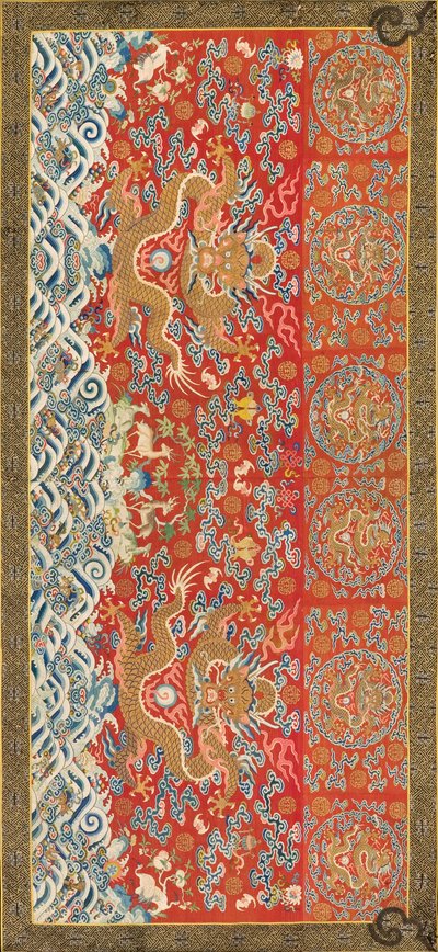 ぶら下げ（ドラゴンのデザイン）、1736-95（シルク） 作： Chinese School