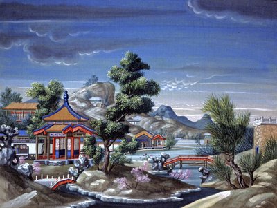 中国の風景 1850年頃 絹本・水彩 作： Chinese School
