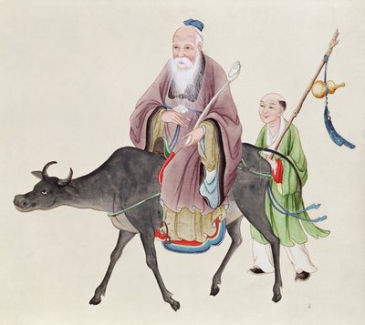 水牛の老子（c.604-531）、その後弟子（紙のトイレ） 作： Chinese School
