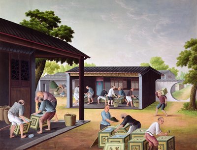 お茶を箱に詰める 作： Chinese School