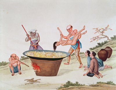 女性を熱湯に沈める（紙にトイレ） 作： Chinese School