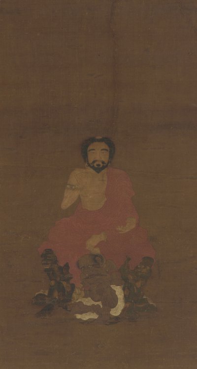 釈迦牟尼は3人の悪魔のような生き物、おそらく元祖明代の14世紀から15世紀に着席 作： Chinese School