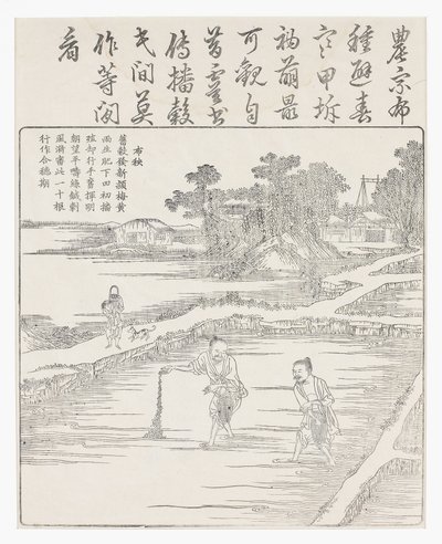 苗床に稲を蒔く、18世紀 作： Chinese School