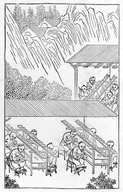 中国の製造に関する一連のイラストからのエナメル塗装の画家のスタジオ（シリーズ全体については384116および384117を参照） 作： Chinese School