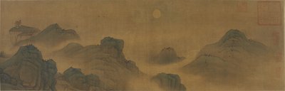 陸と海の上の太陽と月、明または清王朝、17〜18世紀 作： Chinese School
