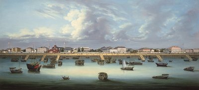 上海の外灘の眺め、1855年頃 作： Chinese School