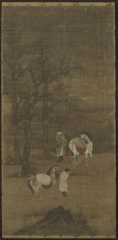 馬と花婿、明または清王朝の冬の風景 作： Chinese School