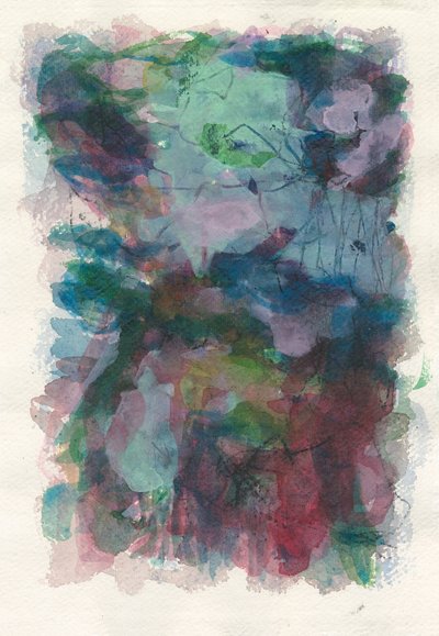 抽象的構図、有機／植物シリーズ、2021年（水彩、ガッシュ、木炭、水彩紙） 作： チン・ファン・ツォ