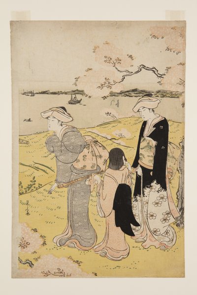 御殿山のお花見（カラー木版画 作： Chobunsai Eishi