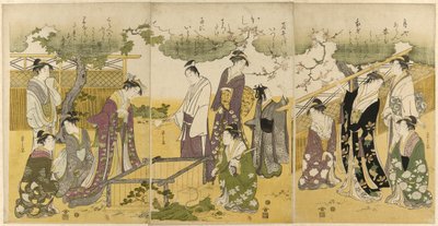 伊勢物語井戸縁石のパロディ 作： Chobunsai Eishi