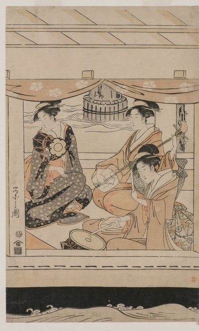 遊覧船川一丸でパーティー 作： Chobunsai Eishi