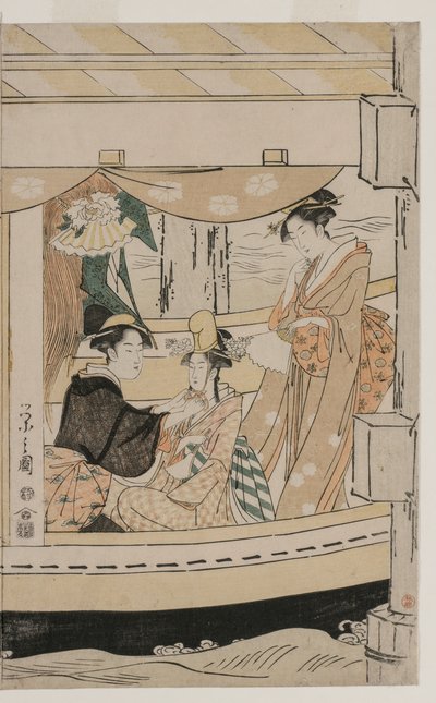遊覧船川一丸でパーティー 作： Chobunsai Eishi