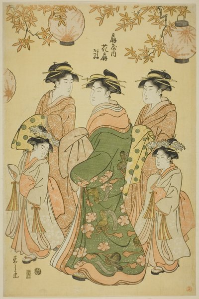 扇屋の花扇と子連れ吉野、龍田 作： Chobunsai Eishi
