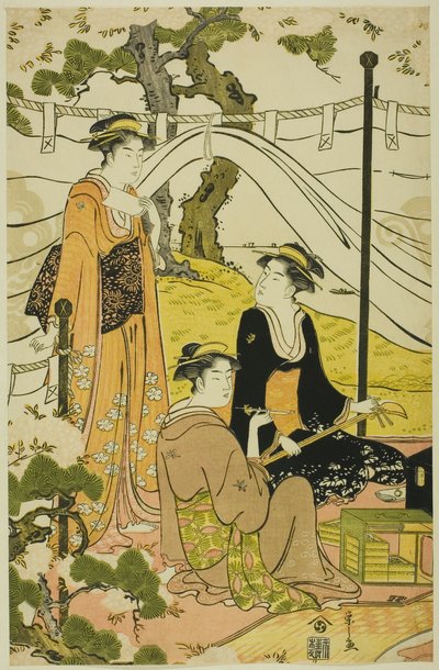 御殿の丘でお花見 作： Chobunsai Eishi