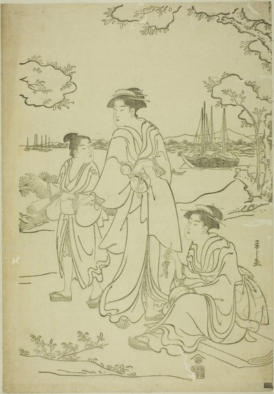 御殿の丘でお花見 作： Chobunsai Eishi