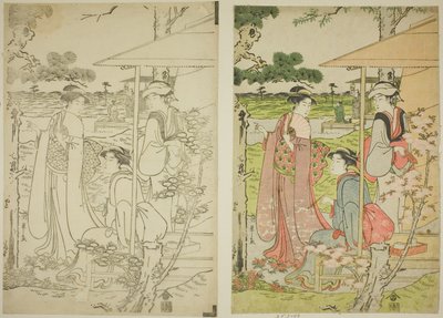 飛鳥の丘の茶屋からお花見 作： Chobunsai Eishi