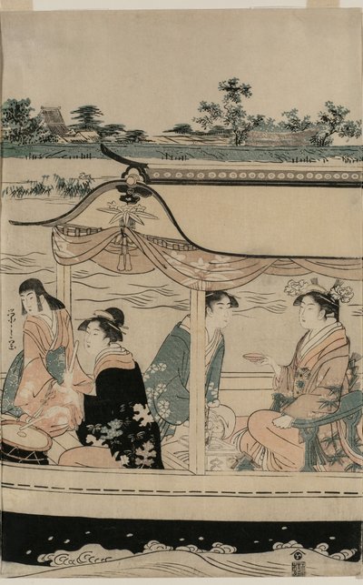 隅田川遊覧船の女たち 作： Chobunsai Eishi