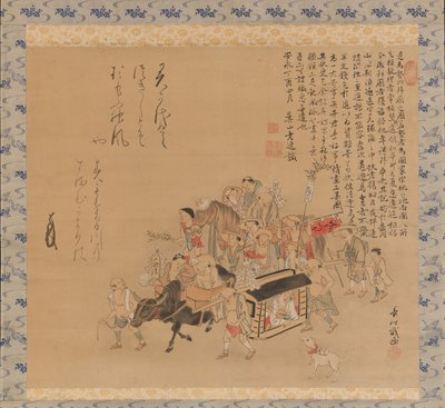 伊勢へ旅する巡礼者、18世紀。 作： Chogo