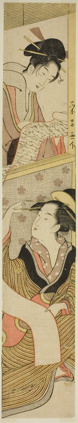 手紙を読む二人の美女 作： Chokosai Eisho