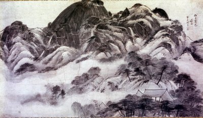 Art coreen: 仁王山。 チョン ソン (1676-1759) の版画。 18世紀。 ジャイ・ヒャン・ジョン コレクション 作： Chong Son